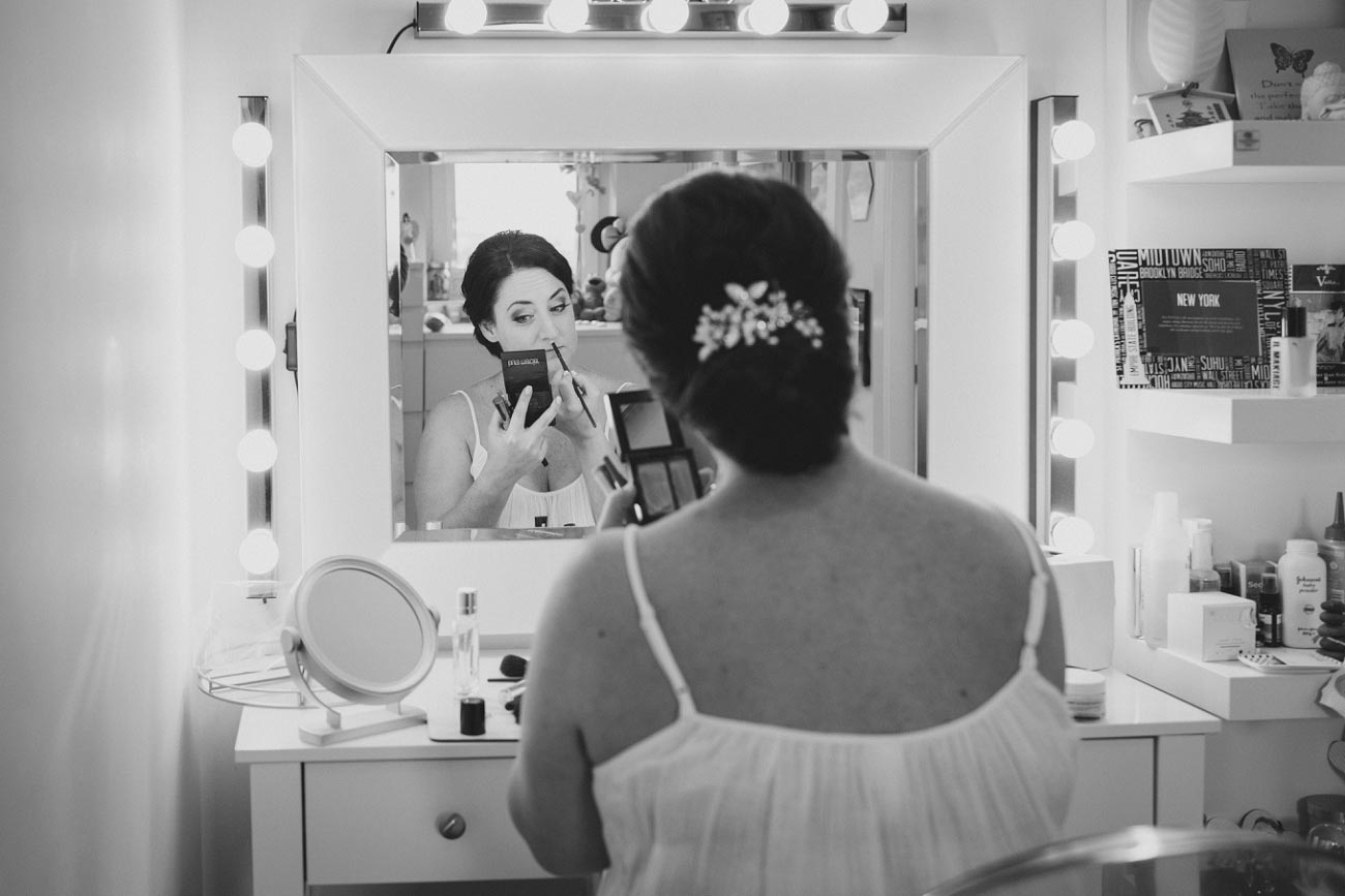 Bridal preparations, glasgow wedding photography, black and white image