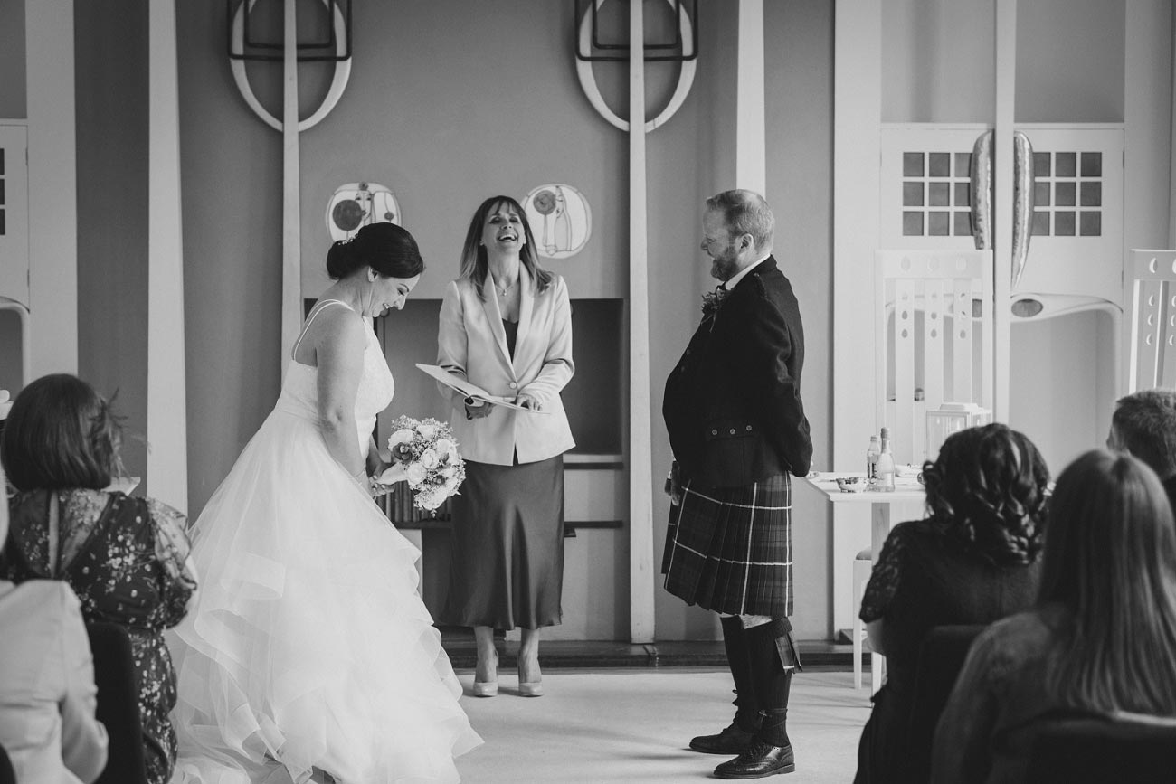 House for an Art Lover wedding photos. Natural black and white wedding photography glasgow.